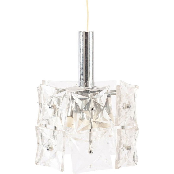 Image 1 of Vintage pendant lamp in crystal glass and metal, Germany 1960