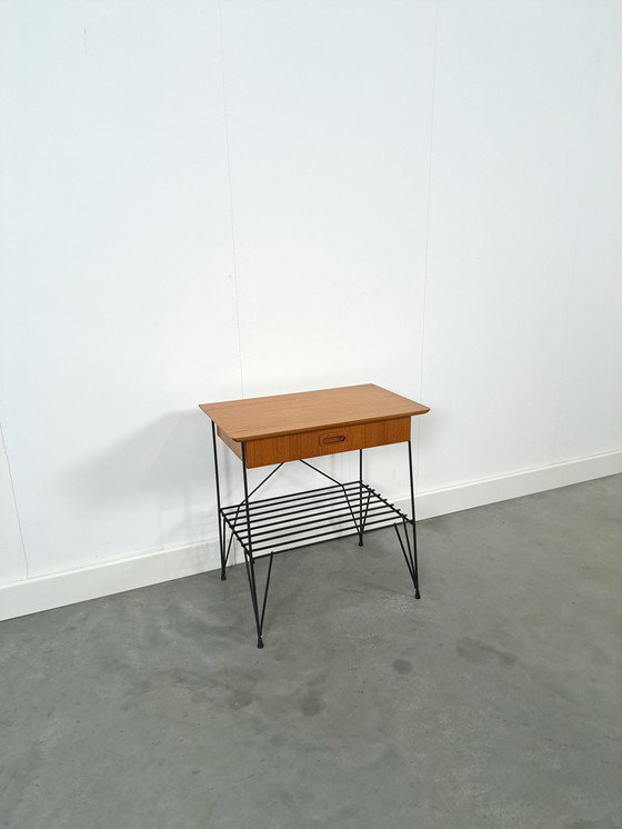 Image 1 of String Cabinet With Drawer And Steel Legs, Nightstand