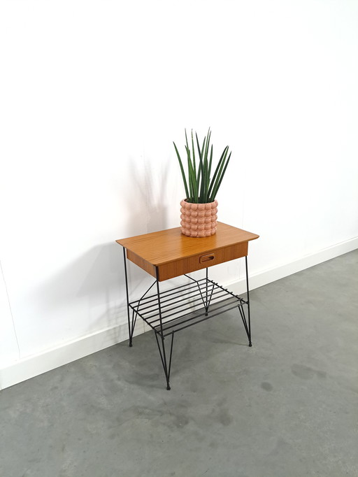 String Cabinet With Drawer And Steel Legs, Nightstand