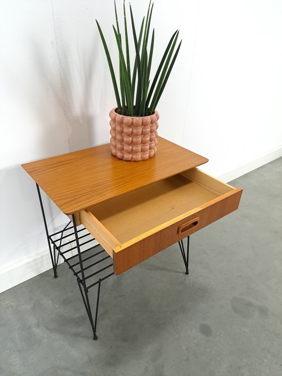 Image 1 of String Cabinet With Drawer And Steel Legs, Nightstand