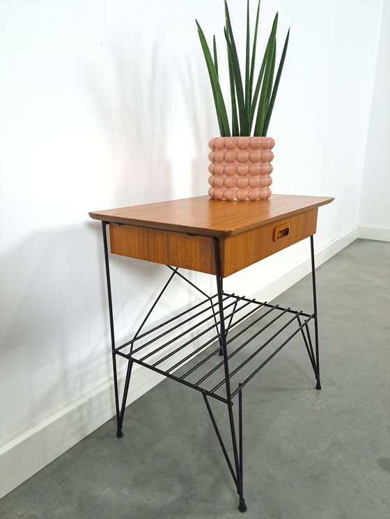 Image 1 of String Cabinet With Drawer And Steel Legs, Nightstand