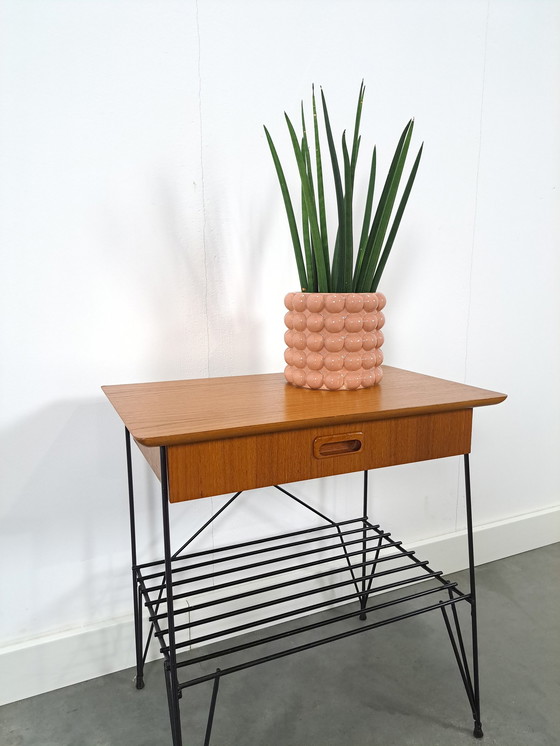 Image 1 of String Cabinet With Drawer And Steel Legs, Nightstand