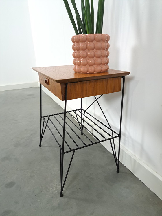 Image 1 of String Cabinet With Drawer And Steel Legs, Nightstand