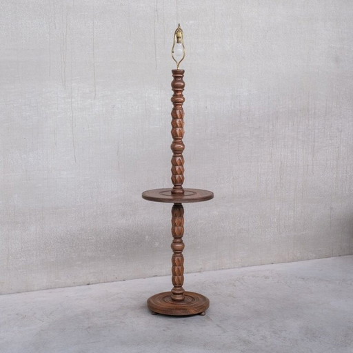 Vintage Art Deco floor lamp in oak, France 1940