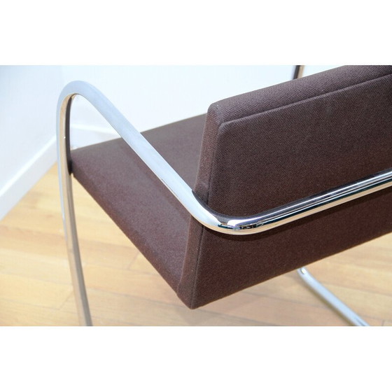 Image 1 of Set of 8 vintage Brn2 armchairs in chrome metal and fabric by Ludwig Van Der Rohe for Knoll