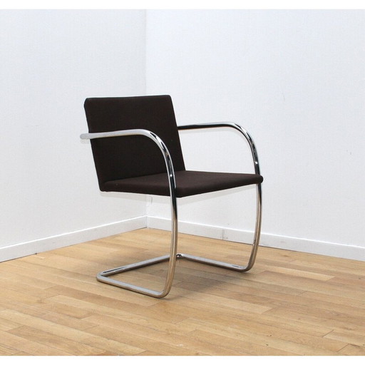 Set of 8 vintage Brn2 armchairs in chrome metal and fabric by Ludwig Van Der Rohe for Knoll