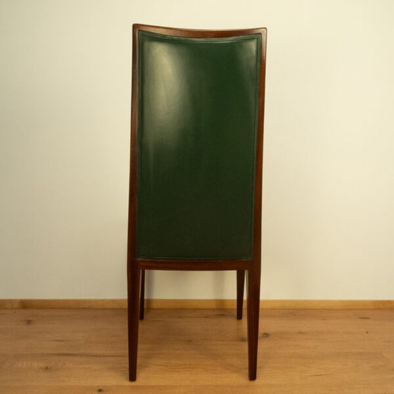 Image 1 of High-Back Chairs, Dark-Stained Beech with Dark Green Artificial Leather