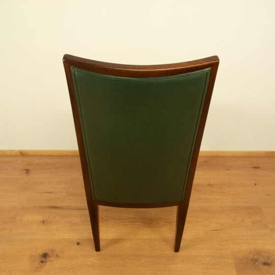 Image 1 of High-Back Chairs, Dark-Stained Beech with Dark Green Artificial Leather