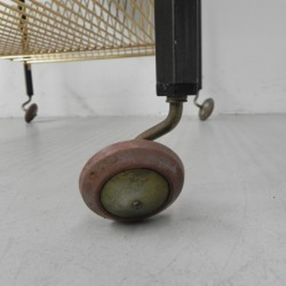 Image 1 of Tavolino da caffè vintage su rotelle, portaoggetti singolo - anni '60