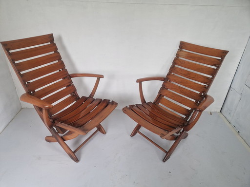 A Pair of Triconfort Wooden Garden Chairs