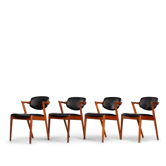 Image 1 of Reupholstered Teak Z-Chair By Kai Kristiansen For Slagelse Mobelvaerk, 1960S, Set Of 4