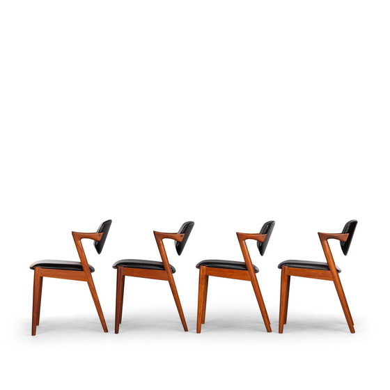 Image 1 of Reupholstered Teak Z-Chair By Kai Kristiansen For Slagelse Mobelvaerk, 1960S, Set Of 4