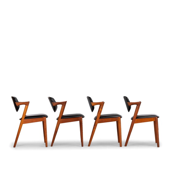 Image 1 of Reupholstered Teak Z-Chair By Kai Kristiansen For Slagelse Mobelvaerk, 1960S, Set Of 4