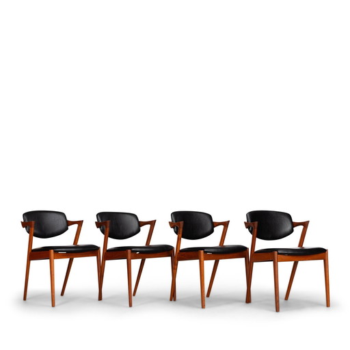 Reupholstered Teak Z-Chair By Kai Kristiansen For Slagelse Mobelvaerk, 1960S, Set Of 4