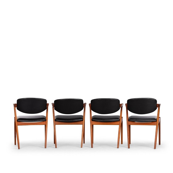 Image 1 of Reupholstered Teak Z-Chair By Kai Kristiansen For Slagelse Mobelvaerk, 1960S, Set Of 4