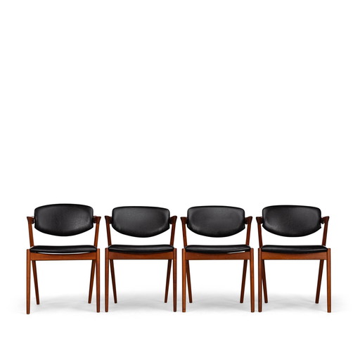 Reupholstered Teak Z-Chair By Kai Kristiansen For Slagelse Mobelvaerk, 1960S, Set Of 4