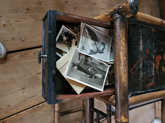 Image 1 of Appendiabiti vintage francese di metà secolo in bambù con motivi cinesi