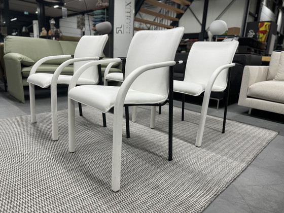 Image 1 of 4 chaises de salle à manger Leolux Cimaronne en cuir blanc