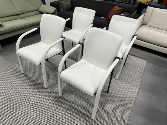 Image 1 of 4 chaises de salle à manger Leolux Cimaronne en cuir blanc