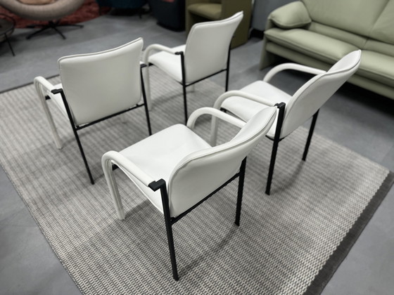 Image 1 of 4 chaises de salle à manger Leolux Cimaronne en cuir blanc