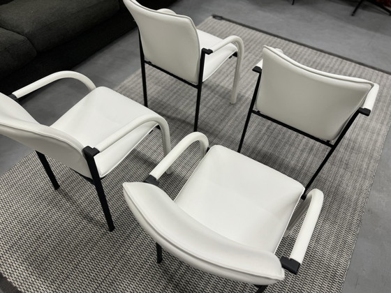 Image 1 of 4 chaises de salle à manger Leolux Cimaronne en cuir blanc