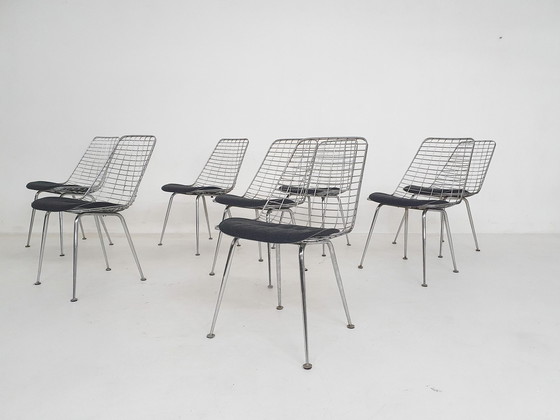 Image 1 of Set Of 8 Mid-Century Wire Chairs The Netherlands 1950'S