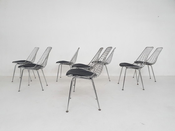 Image 1 of Set Of 8 Mid-Century Wire Chairs The Netherlands 1950'S