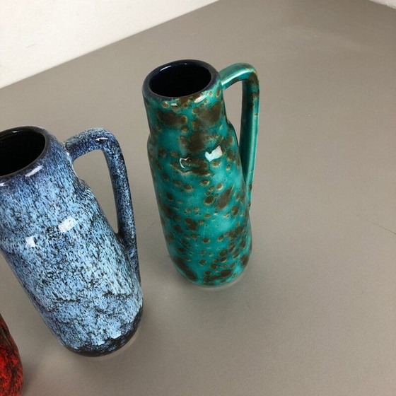 Image 1 of Set of 4 Vintage Pottery Fat Lava Vases "275-20" by Scheurich, Germany, 1970s