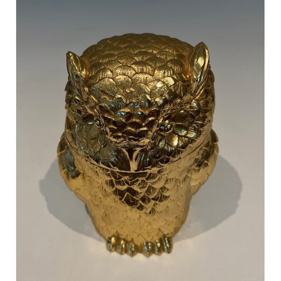 Image 1 of Vintage gold owl ice bucket, 1970
