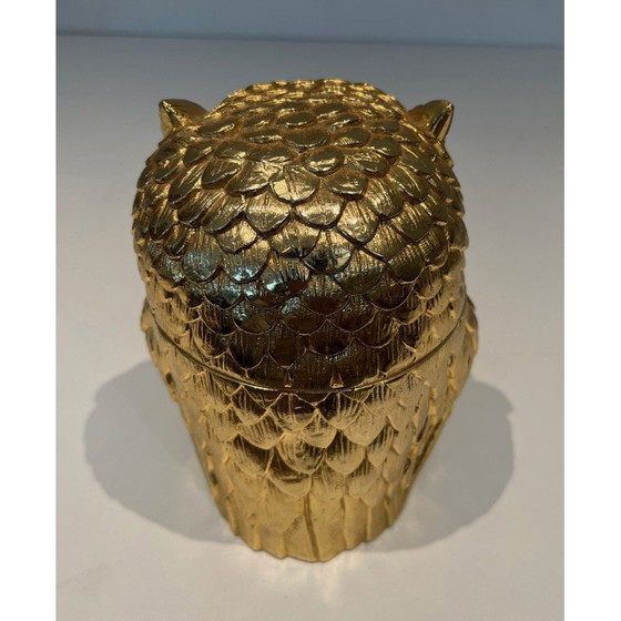 Image 1 of Vintage gold owl ice bucket, 1970