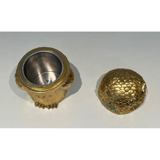 Image 1 of Vintage gold owl ice bucket, 1970