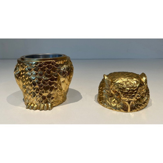 Image 1 of Vintage gold owl ice bucket, 1970
