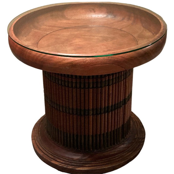 Image 1 of Mid-Century Faux Bamboo Side Table