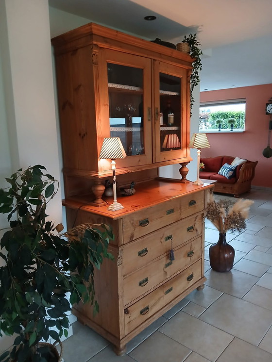 Image 1 of Pine Buffet Cupboard Antique Kitchen Cupboard Dinner Cupboard