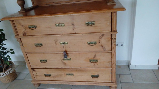 Image 1 of Pine Buffet Cupboard Antique Kitchen Cupboard Dinner Cupboard