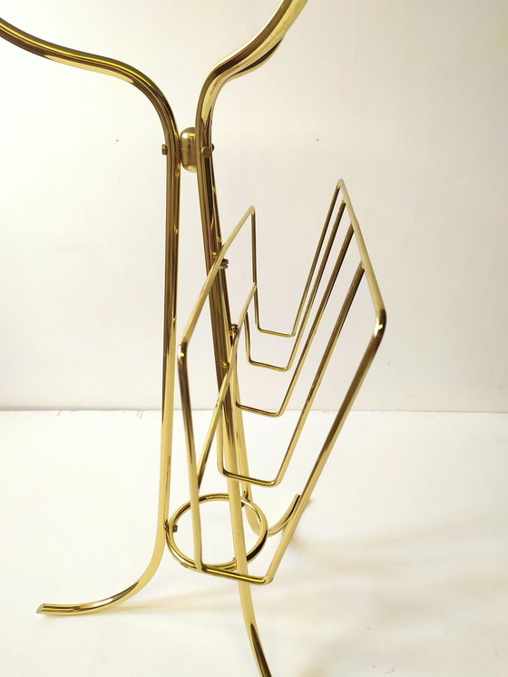 Image 1 of Small brass and glass table, 1950s