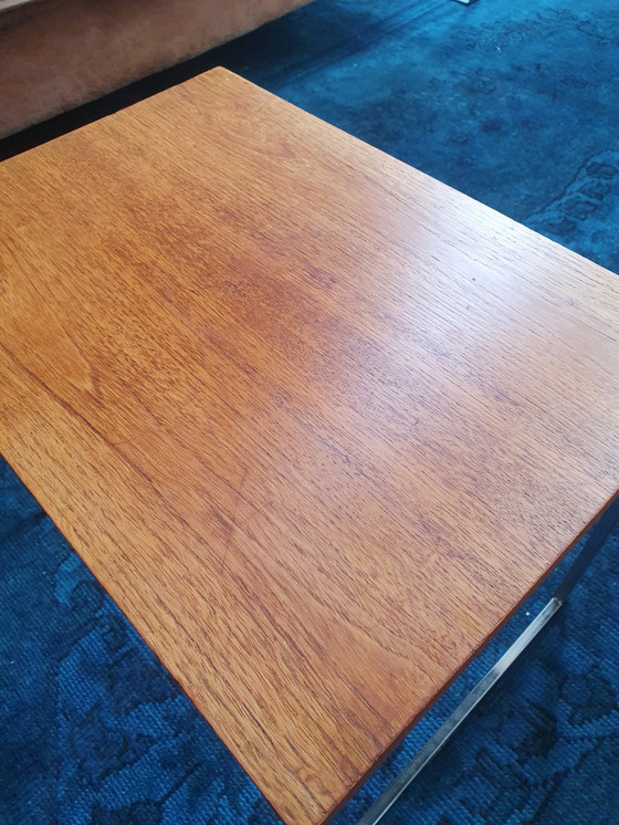 Image 1 of Nesting Table With Chrome And Wooden Top