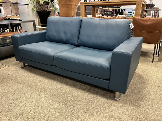 Image 1 of Rolf Benz Ego 2 seater sofa blue leather