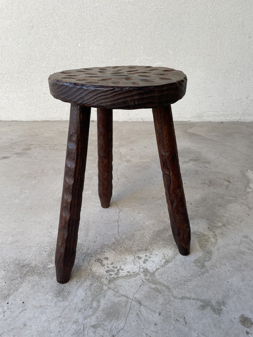 Brutalist Wood Tripod Stool