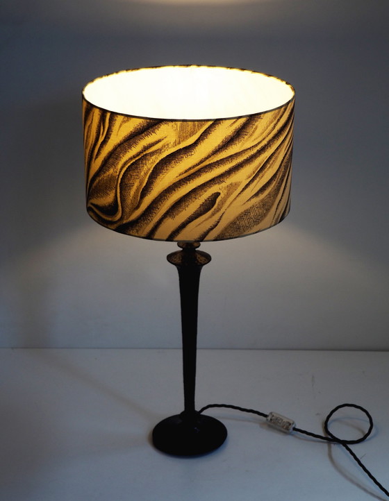 Image 1 of Iron Cast Table Lamp/ Shadow Fornasetti Fabric