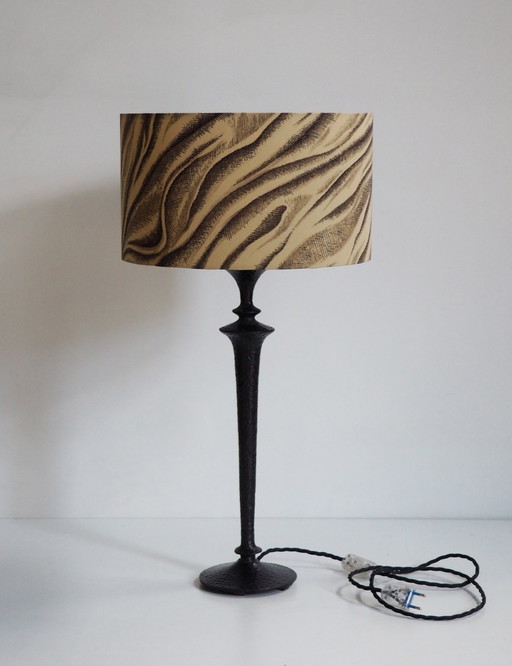 Iron Cast Table Lamp/ Shadow Fornasetti Fabric