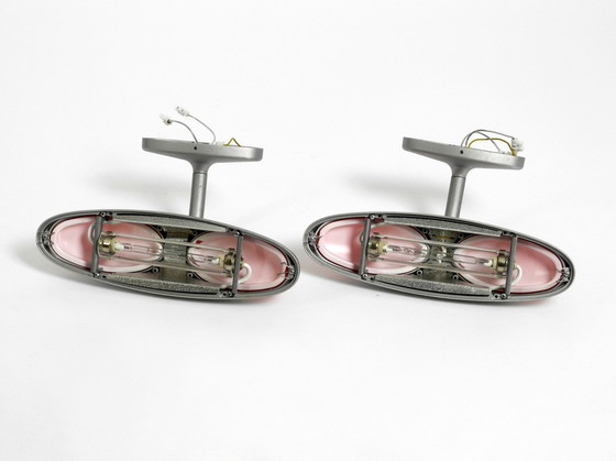 Image 1 of Pair of 80s Postmodern design metal glass wall lights by Candle Fontana Arte Italy