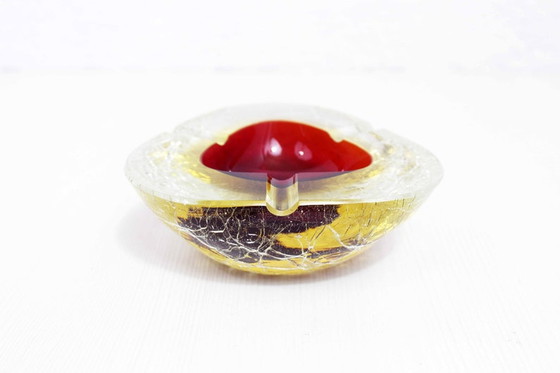 Image 1 of Beautiful Murano glass ashtray in gold and red color
