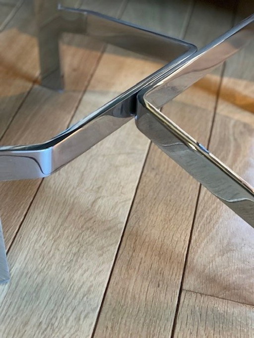 Quake Molteni Coffee Table Smoked Glass Chrome Frame