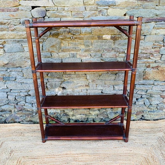Image 1 of Mensola vintage in bambù e legno, 1970