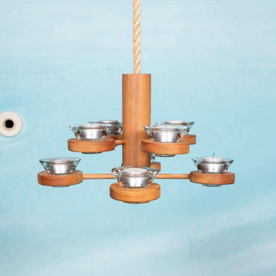 Image 1 of Bohemian chandelier, vintage pine Nordic chandelier