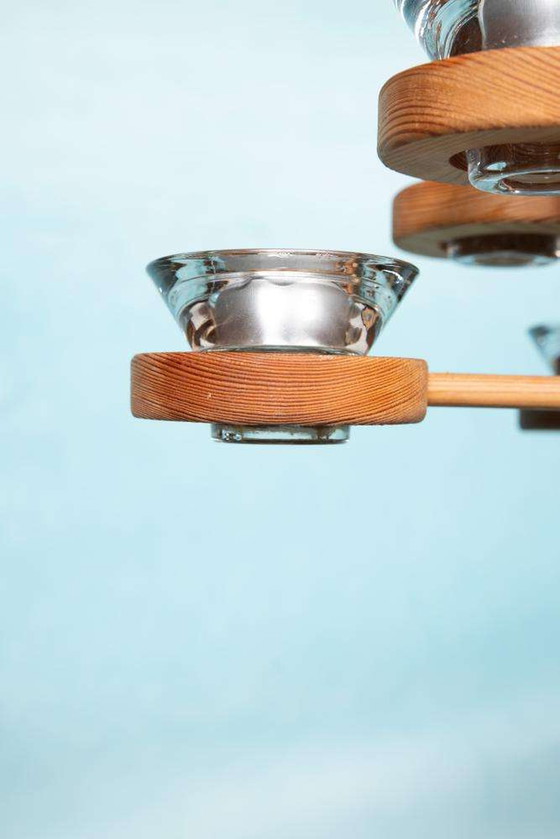 Image 1 of Lustre bohème, lustre nordique en pin vintage