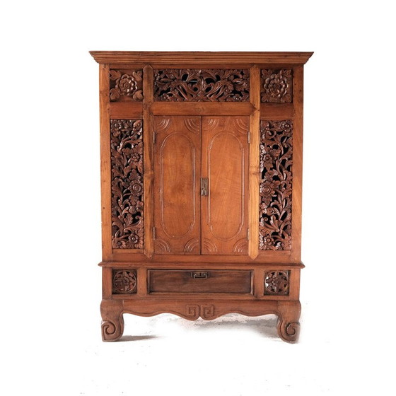 Image 1 of Vintage solid teak Asian sideboard