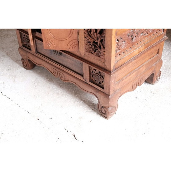 Image 1 of Vintage solid teak Asian sideboard