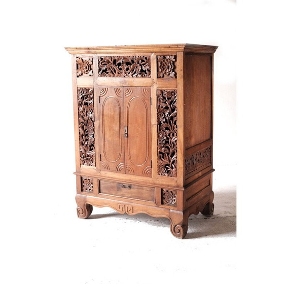 Image 1 of Vintage solid teak Asian sideboard